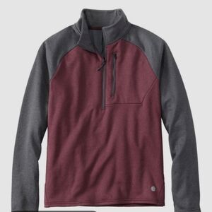 L.L. Bean Men's Trail Fleece Half-Zip, Color Block Fleece Grey/Burgundy XXL